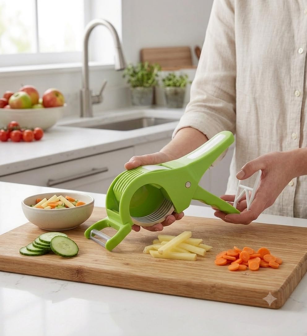 Premium 2-in-1 Vegetable & Fruit Multi Cutter with Built-in Peeler