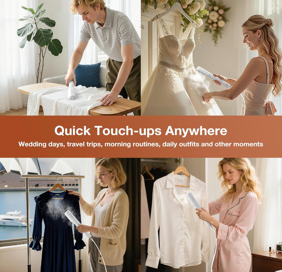 2-in-1 Precision Clip Steamer | Portable Garment Wrinkle Remover