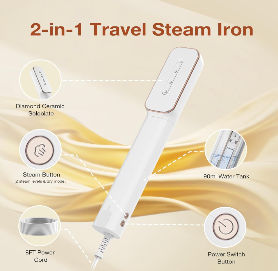 2-in-1 Precision Clip Steamer | Portable Garment Wrinkle Remover