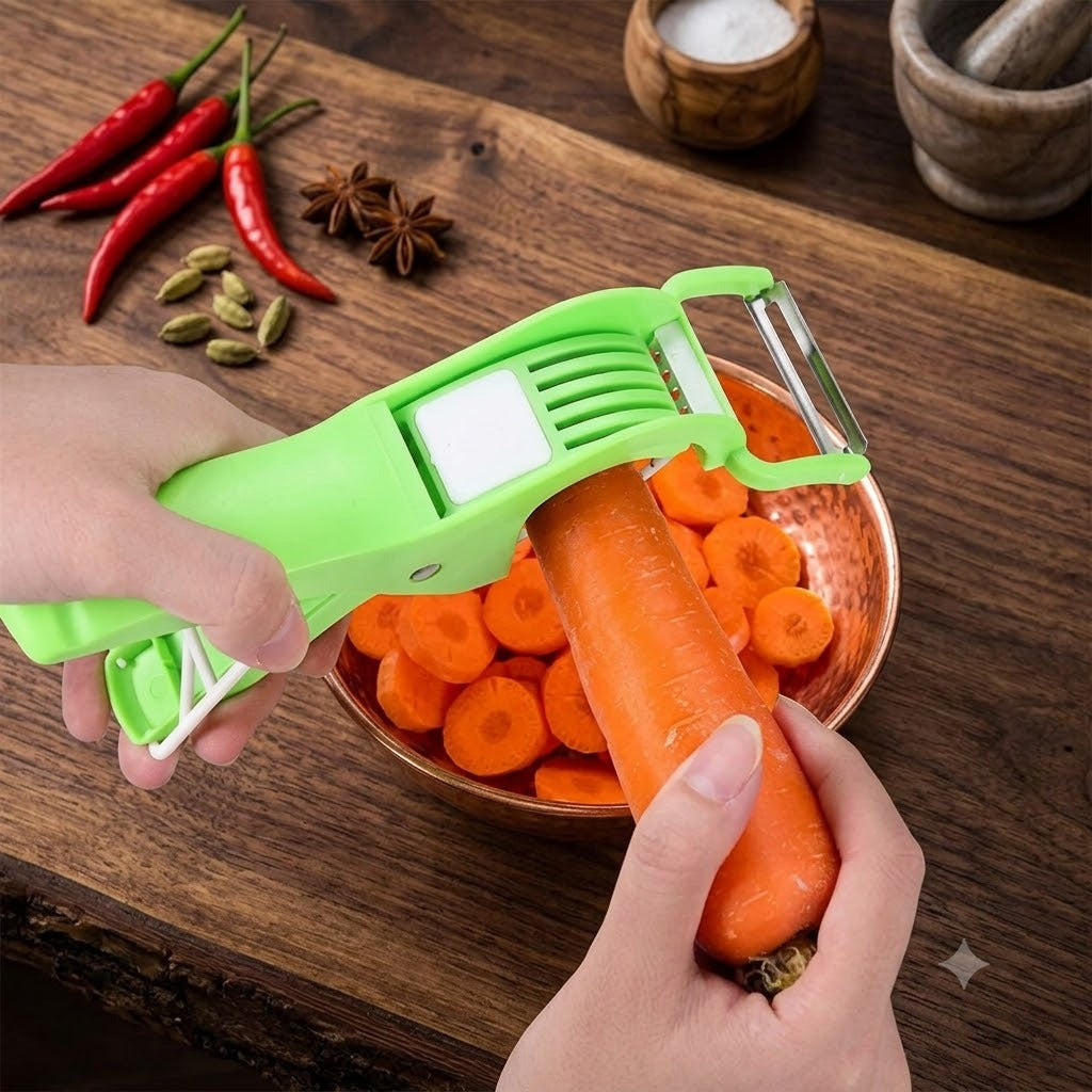 Premium 2-in-1 Vegetable & Fruit Multi Cutter with Built-in Peeler